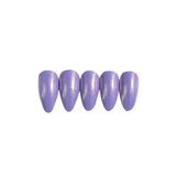 Fashion Pearly Purple Pointed Long Finished Acrylic Nail - 3243249.