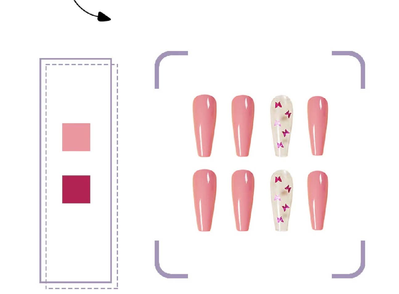 fake nails |  fake nails pakistan
Fashion Pink Laser Butterfly Wearing Art Finished Nail with stickers - 3243246 - Crazy Women is the Choice of millions