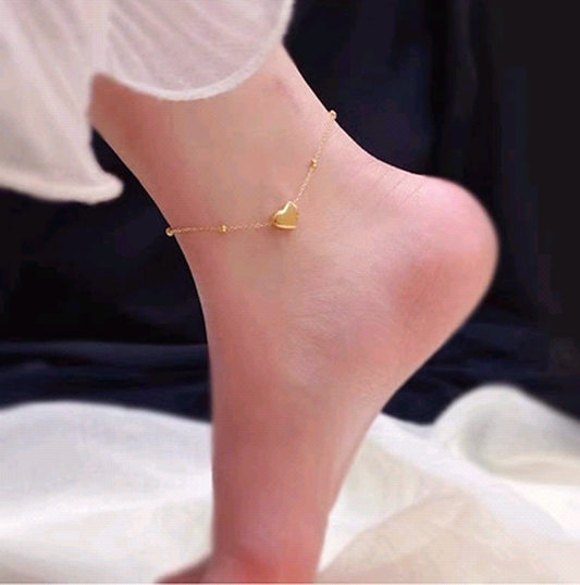 Fashion Sweet Ol Simple Love Titanium Steel Anklet - 3243344