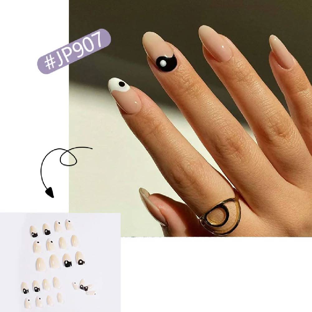 fake nails |  fake nails pakistan 
Retro Tai Chi White And Black Acrylic Nail Patch with stickers - 3243251 - Crazy Women is the Choice of millions